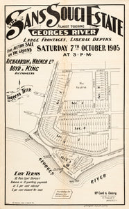 Sans Souci Estate almost touching Georges River, large frontages, liberal depths