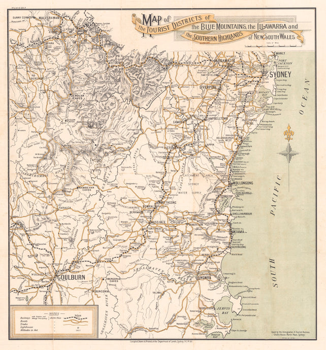 Map of the Tourist Districts of the Blue Mountains, the Illawarra and the Southern Highlands of New South Wales