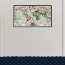Load image into Gallery viewer, Missionary Map of The World showing the Prevailing Religions of its varying nations and the Central Stations of all Protestant Missionaries.