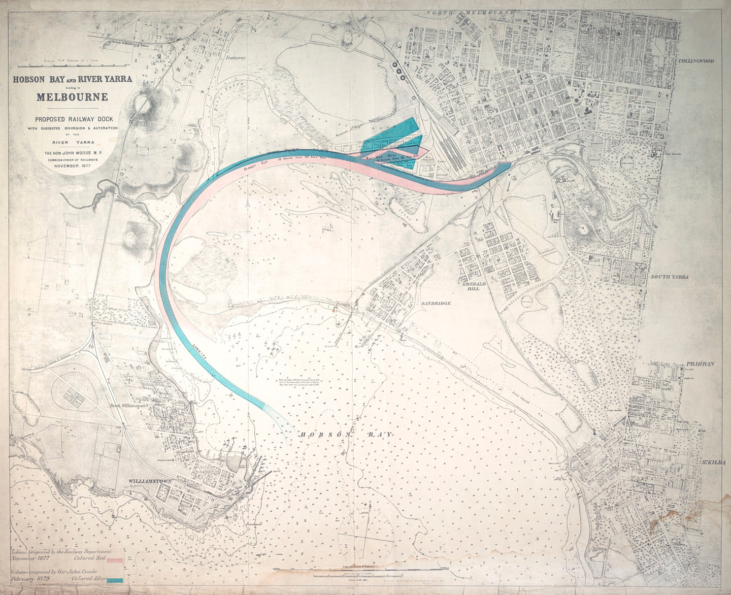 Hobson Bay and River Yarra leading to Melbourne - Proposed Railway Dock